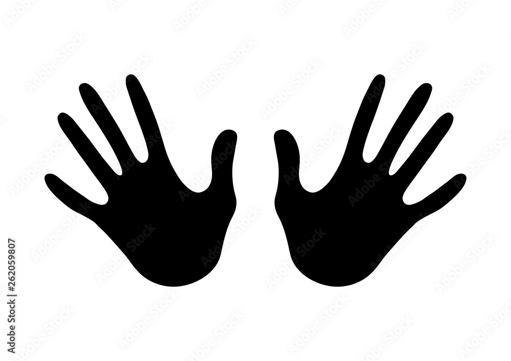 Black silhouette of two hands on a white background. Vector illustration Black silhouette of two hands on a white background. Vector illustration