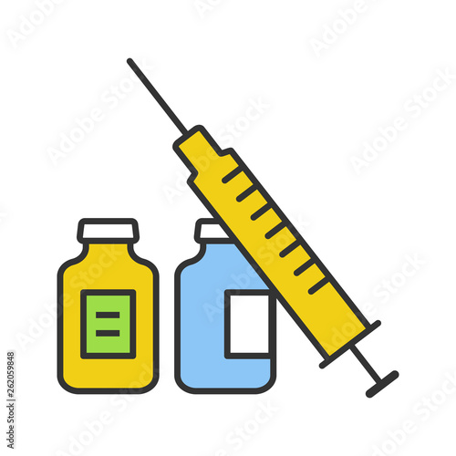 Syringe and vials color icon