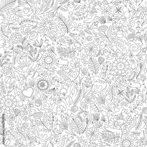 seamless black and white pattern, coloring page