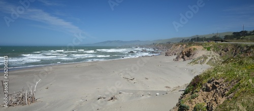 View of the Pacific Coast at Goat Rock Beach  on Highway 1 between Bodega Bay and Jenner in Sonoma County from April 28  2017  California USA