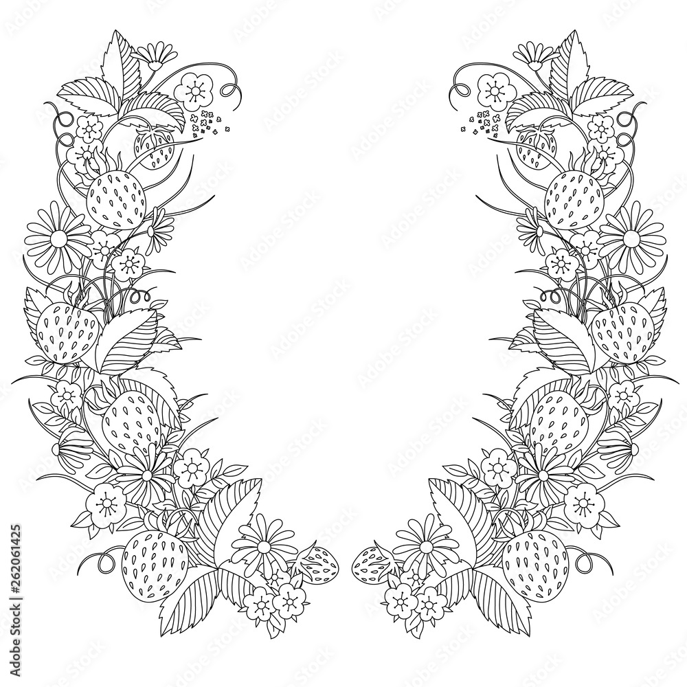coloring page with strawberries