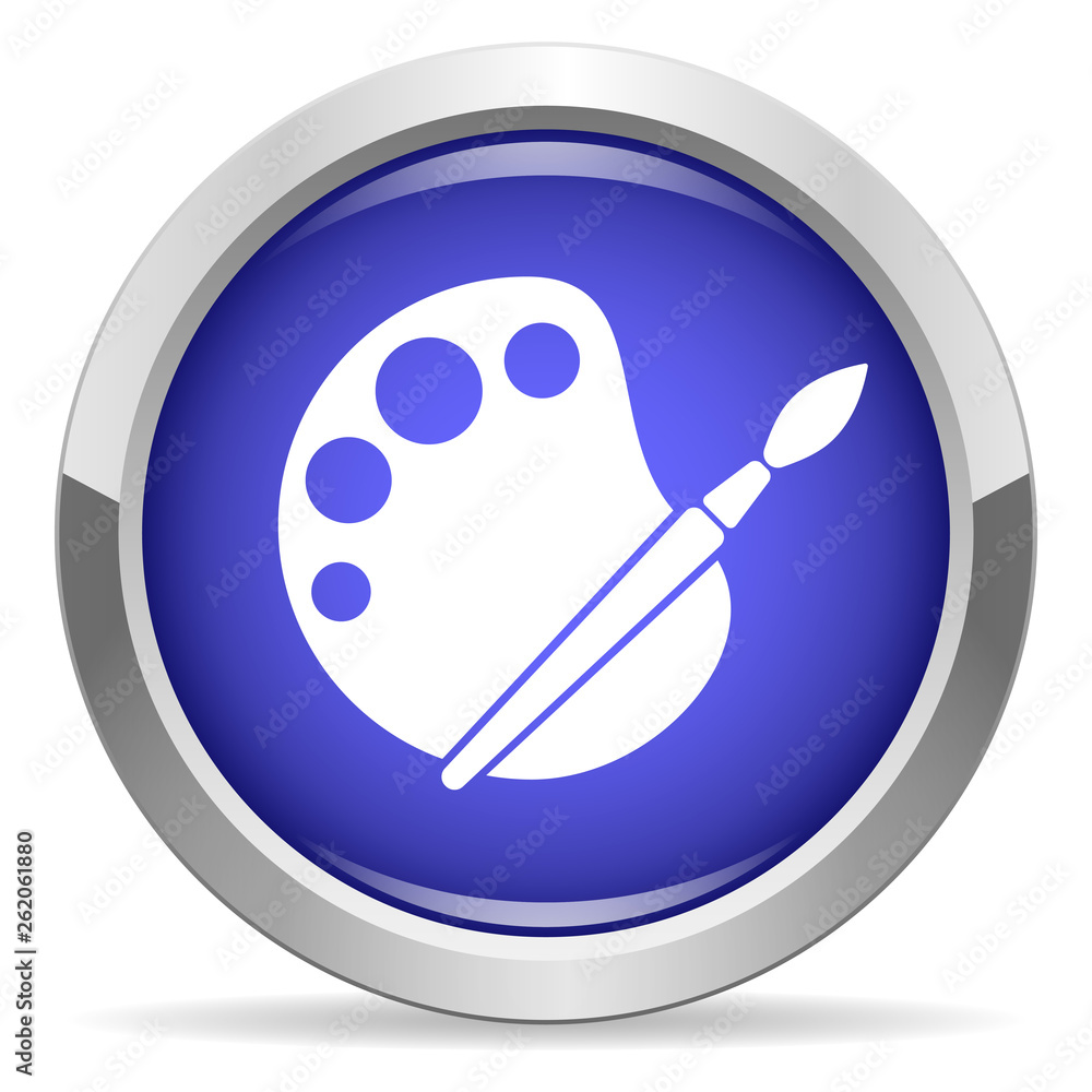 Paint icon. Round bright blue button. Paint icon. Round bright blue button.