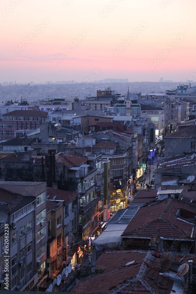 Panorama of the evening Istanbul, Bosphorus, Turkey