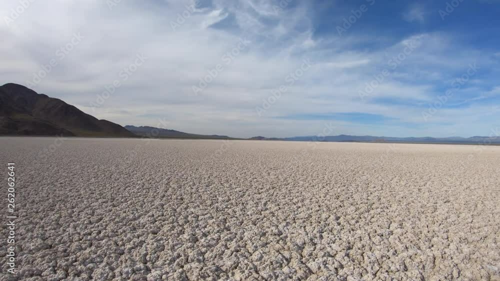 Slow moving shot at Soda Dry Lake near Zzyzx and Baker in the Mojave desert area of Southern California. Slow moving shot at Soda Dry Lake near Zzyzx and Baker in the Mojave desert area of Southern California.