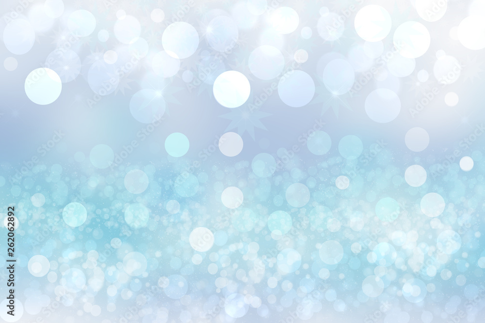 Abstract festive light blue silver bokeh background with colorful circles and stars. Beautiful texture. Abstract festive light blue silver bokeh background with colorful circles and stars. Beautiful texture.