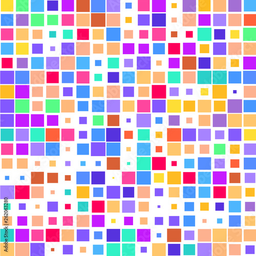 Mosaic of a bright colorful squares on a white background. 