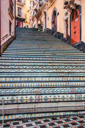 Vizzini, Sicily, Italy: HDR art majolica staircase in Vizzini, ceramics and motifs in colorful steps decoration photo