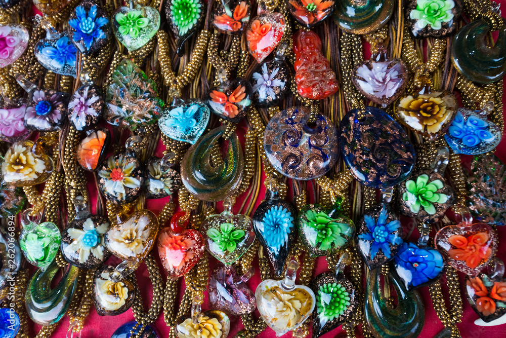 view of many necklaces with epoxy resin