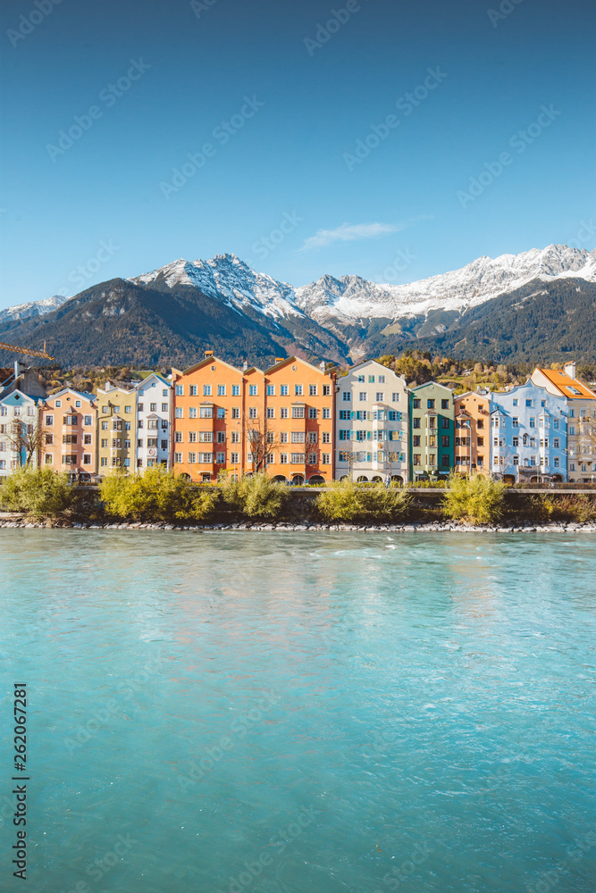City of Innsbruck with Inn river, Tyrol, Austria