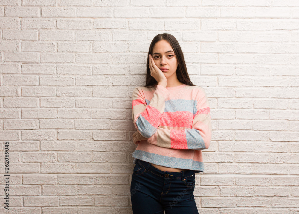 Young modern woman tired and very sleepy Young modern woman tired and very sleepy