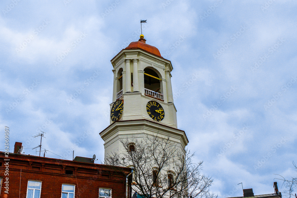 Vyborg, Russia. Architecture of the city. Clock tower. Vyborg, Russia. Architecture of the city. Clock tower.