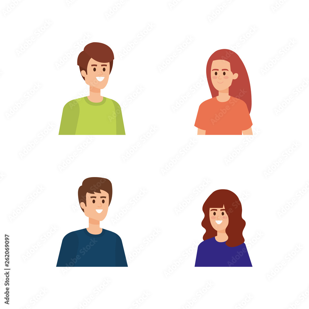 set cute boys and girls with fashion hairstyle set cute boys and girls with fashion hairstyle