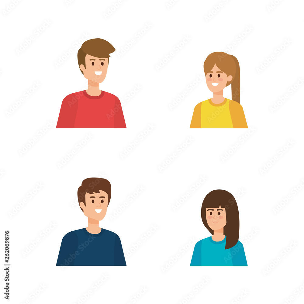 set cute boys and girls with hairstyle set cute boys and girls with hairstyle