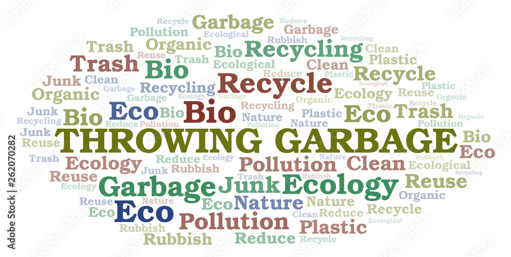 Fototapeta premium Throwing Garbage word cloud.