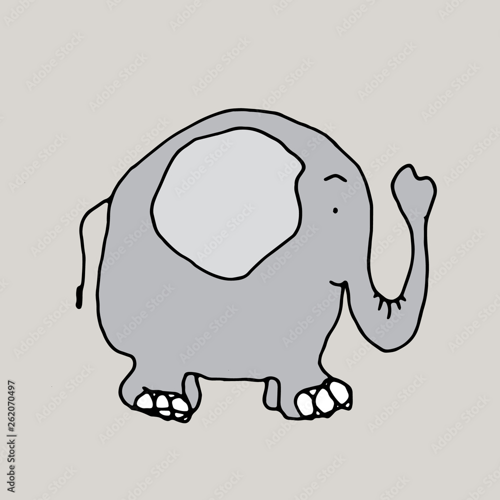 vector hand drawn doodle illustration of happy, smiling elephant,perfect as simple,cheerful template,cute card or a cartoon background with an animal theme for happy children,drawn in outline, colored vector hand drawn doodle illustration of happy, smiling elephant,perfect as simple,cheerful template,cute card or a cartoon background with an animal theme for happy children,drawn in outline, colored
