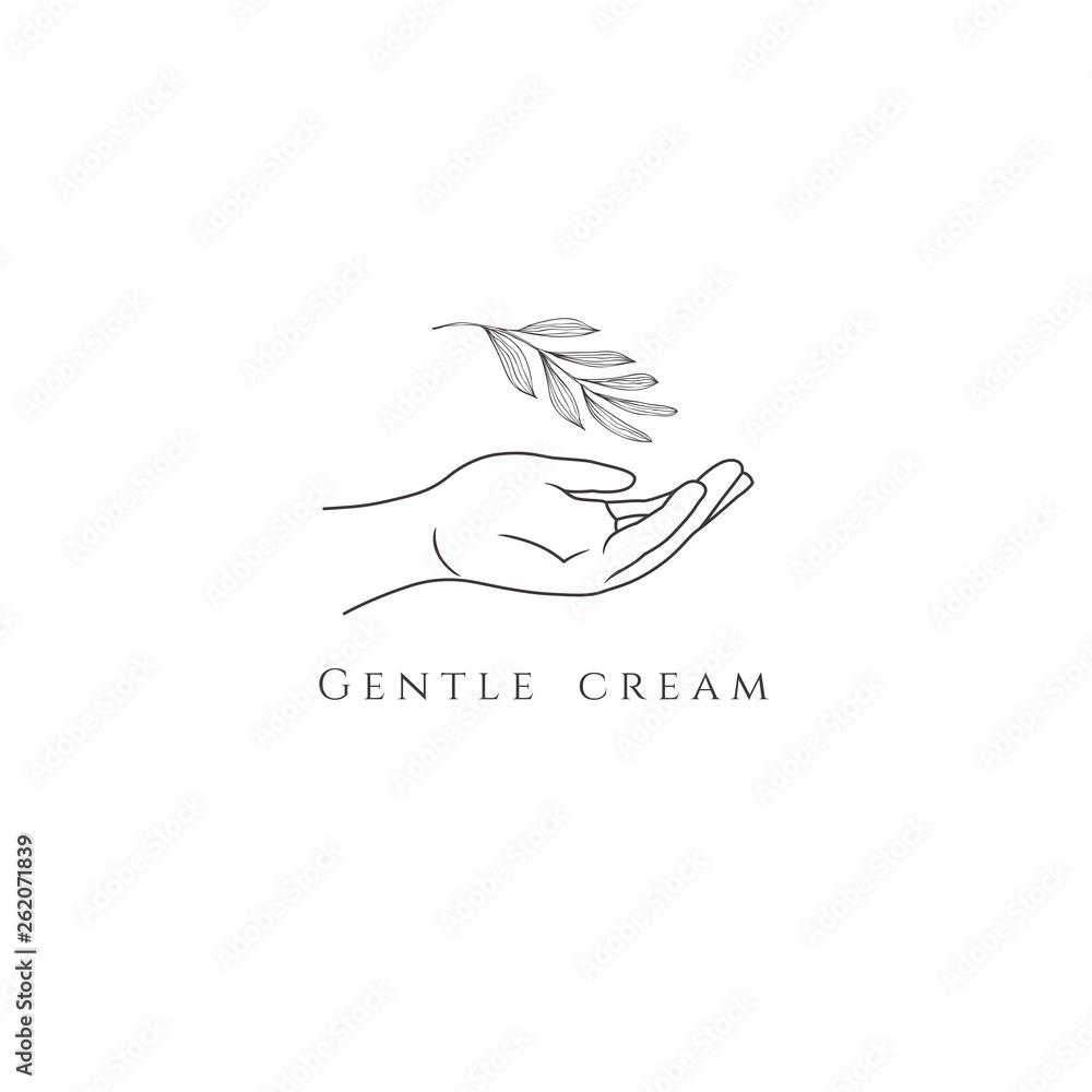 Line design elements of hand. Logo for packaging Line design elements of hand. Logo for packaging