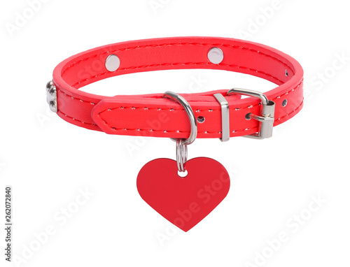 Red Dog Collar with Heart Tag Fototapet