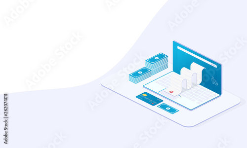 Banking investment concept. Money transfer concept. Vector graphic illustration. Money online mobile phone vector. Online banking infographic concept. Isometric people, vector design.