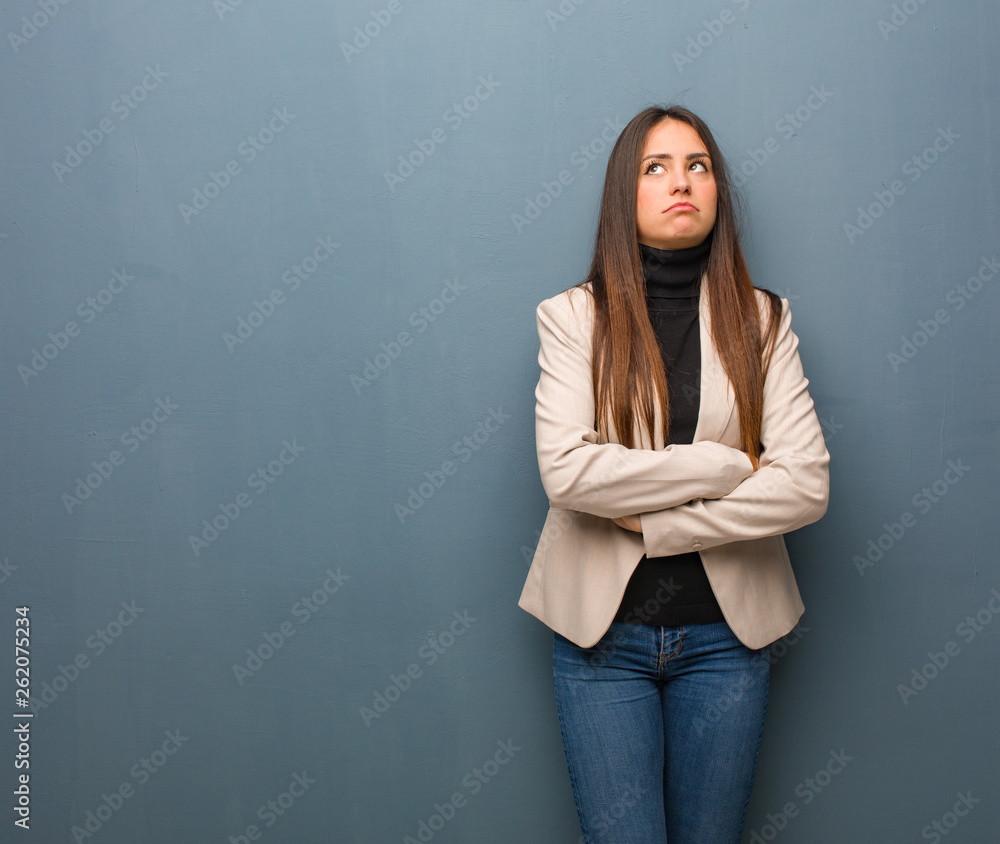 Young business woman tired and bored