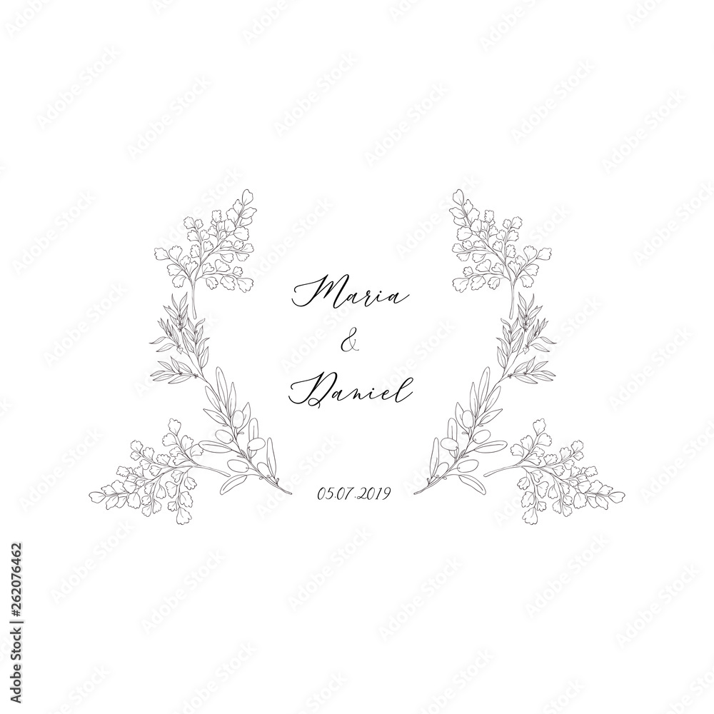 Fototapeta premium Botanical floral frames with plant. Vintage border.