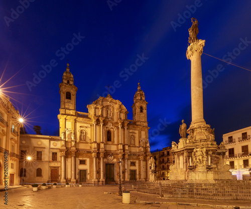 Palermo. Church of St. Dominic at dawn. © pillerss