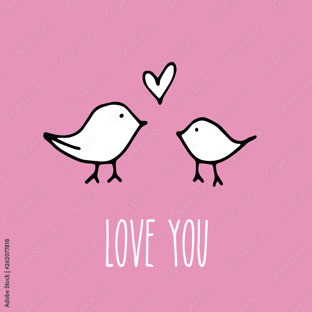 vector illustration of a cute birds couple in love, with simple heart on pink background, perfect for wedding, valentine's day or a lovely happy anniversary card vector illustration of a cute birds couple in love, with simple heart on pink background, perfect for wedding, valentine's day or a lovely happy anniversary card