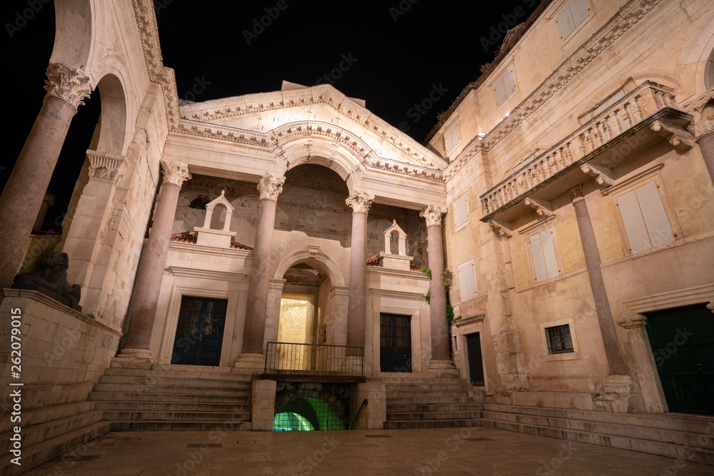 Night View of Diocletian's Palace in Split, Croatia