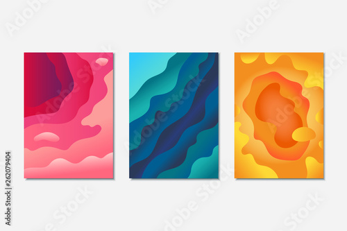 Abstract paper cut background set