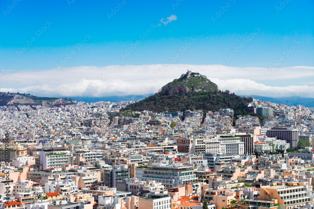 Cityscape of Athens with Lycabettus Hill