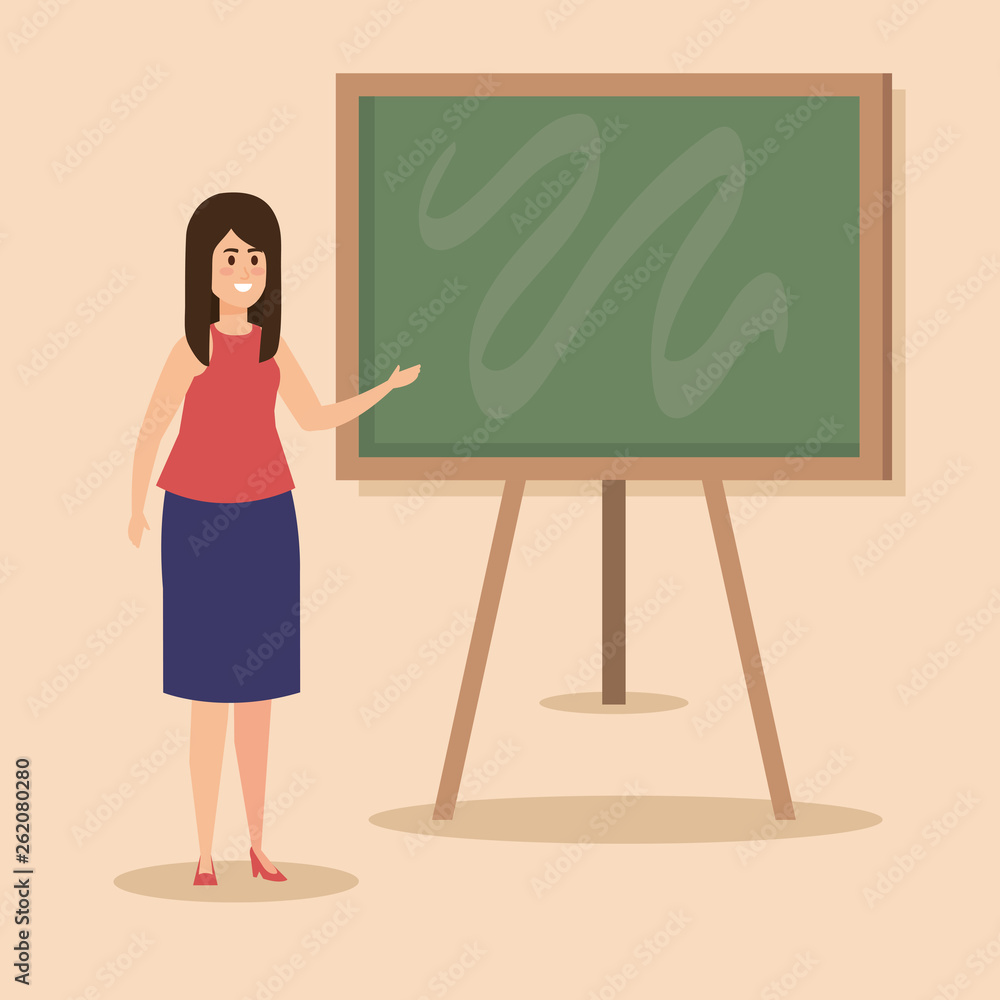 woman teacher with hairstyle and elegant clothes woman teacher with hairstyle and elegant clothes