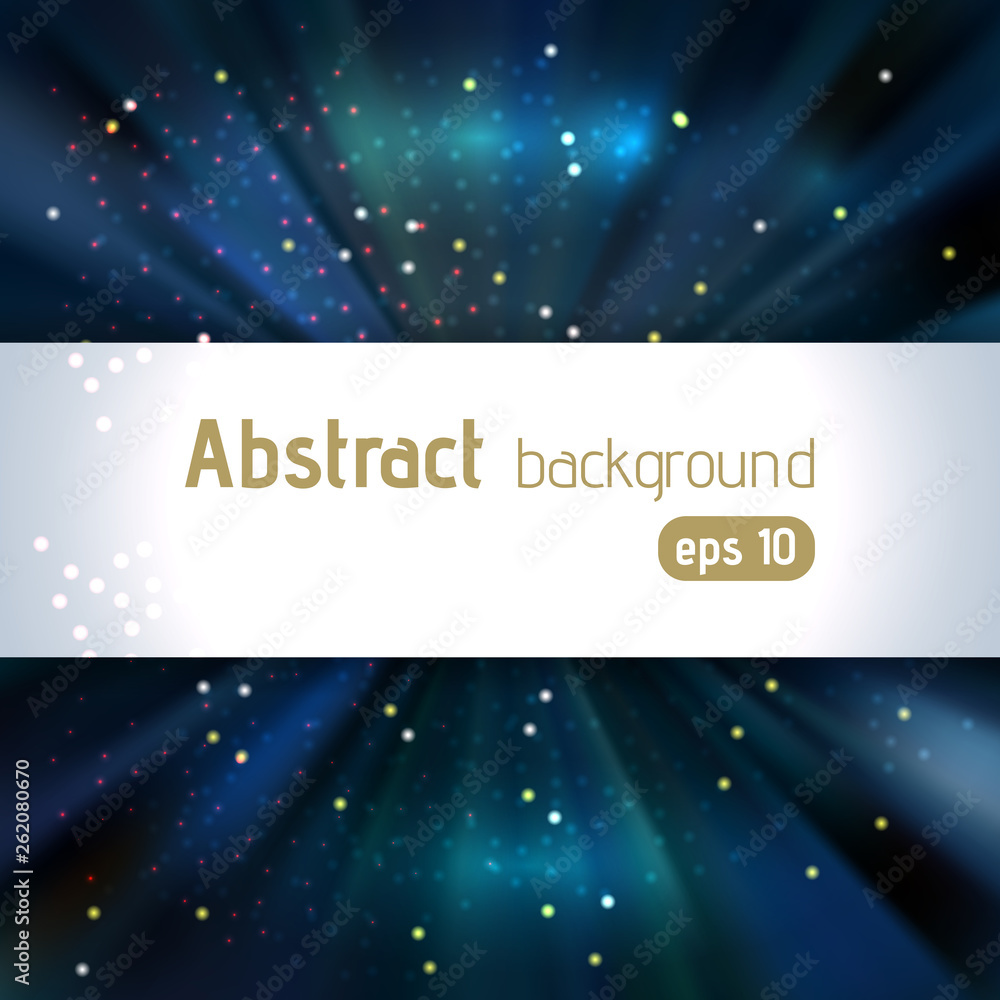 Obraz premium Blue rays background with place for text. Abstract motion blur background with power explosion. Vector illustration