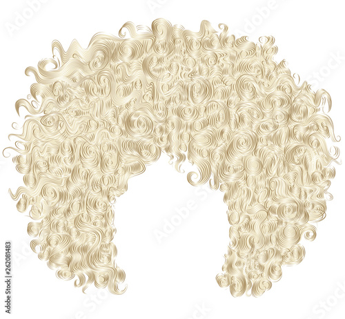 brown blonde trendy curly   hair  . realistic  3d . spherical hairstyle . fashion beauty style .
