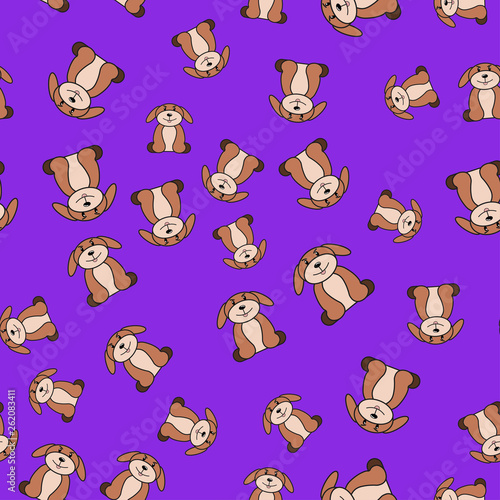 Seamless pattern of dogs in cartoon style.