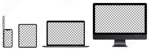 Set of computer, laptop in a flat vector style