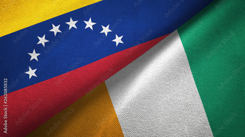 Venezuela and Cote d'Ivoire Ivory coast two flags textile fabric texture