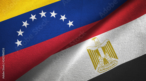 Venezuela and Egypt two flags textile cloth