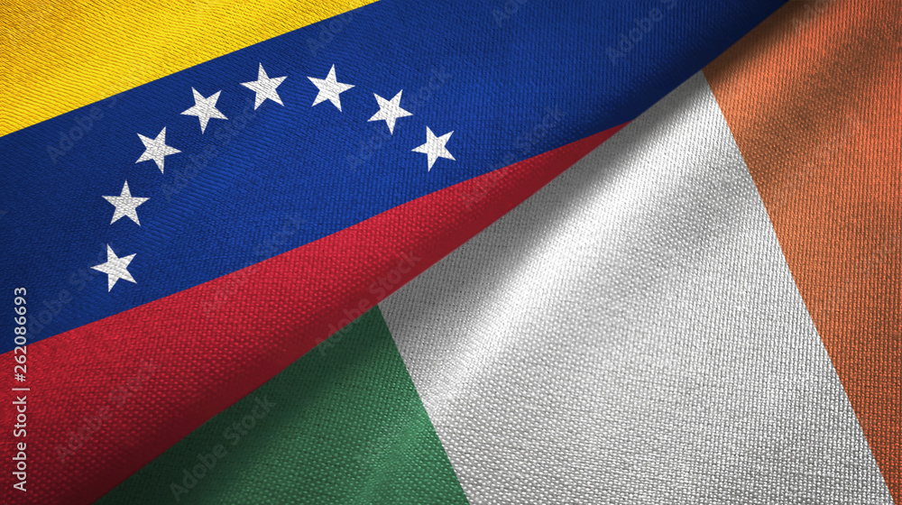 Venezuela and Ireland two flags textile cloth, fabric texture Venezuela and Ireland two flags textile cloth, fabric texture