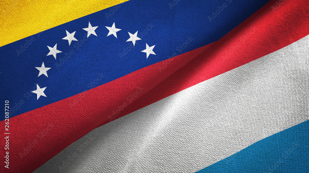Venezuela and Luxembourg two flags textile cloth, fabric texture
