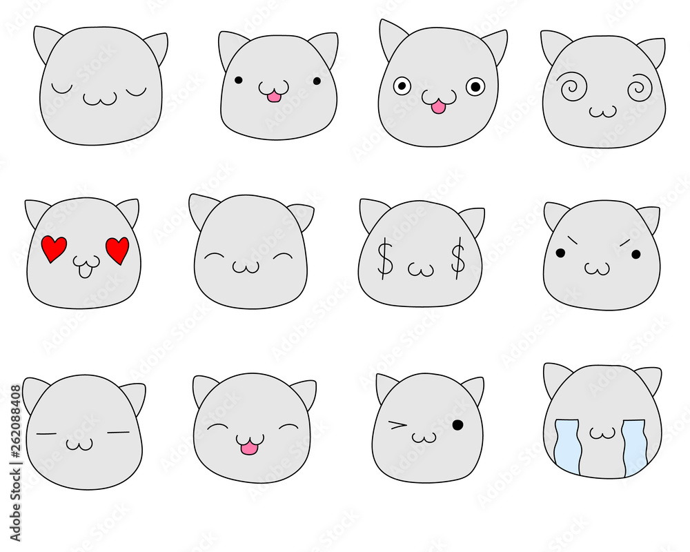 set of cats of emotions set of cats of emotions