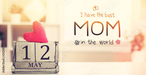 Mothers Day message with wooden block calendar 