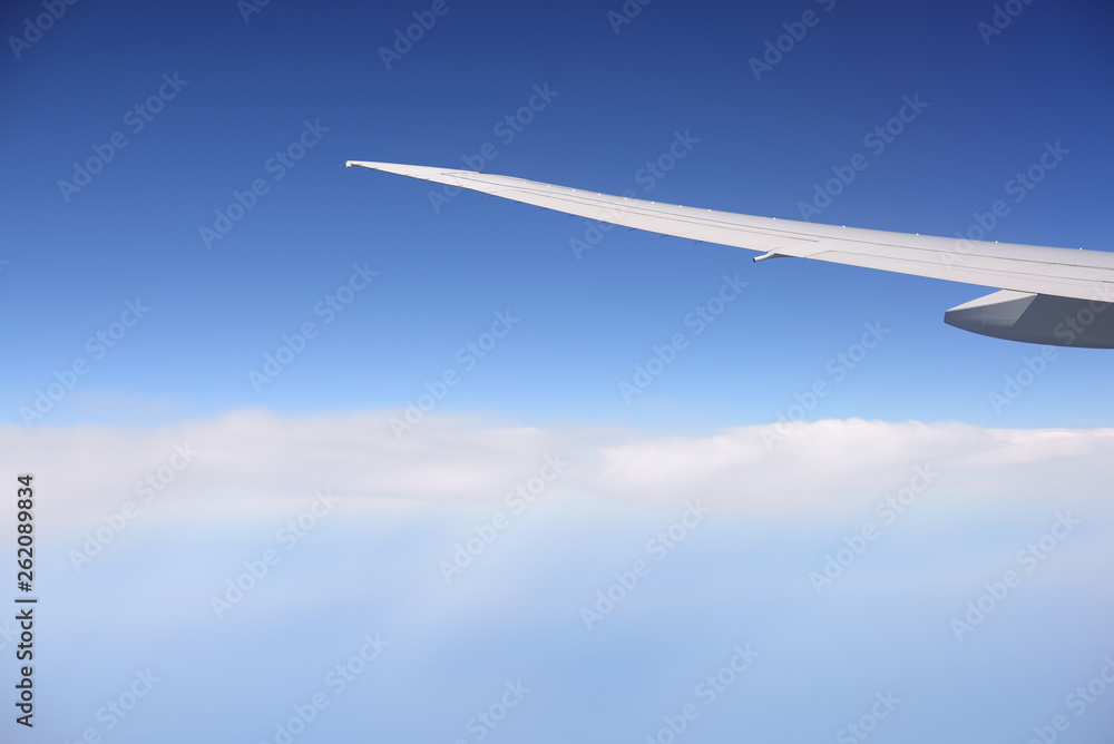 wing aircraft in the sky with clouds wing aircraft in the sky with clouds
