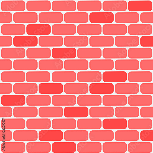 Red brick wall textured pattern background, cartoon style vector art illustration.