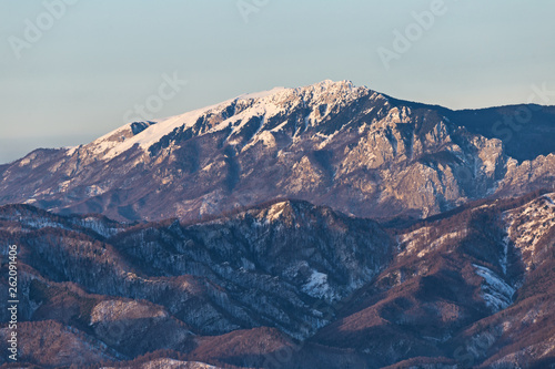 Buila-Vanturarita mountain seen from Cozia mountain during winter