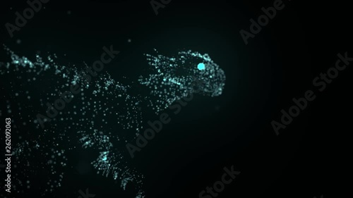 T-rex particle animation hologram motion dinosaur photo