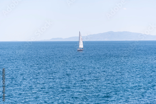 sailboat sailing in the mediterranean sea