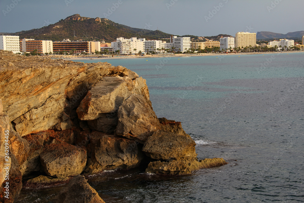 Mediterranean Sea, Spain Majorca island, seaside of Cala Millor resort