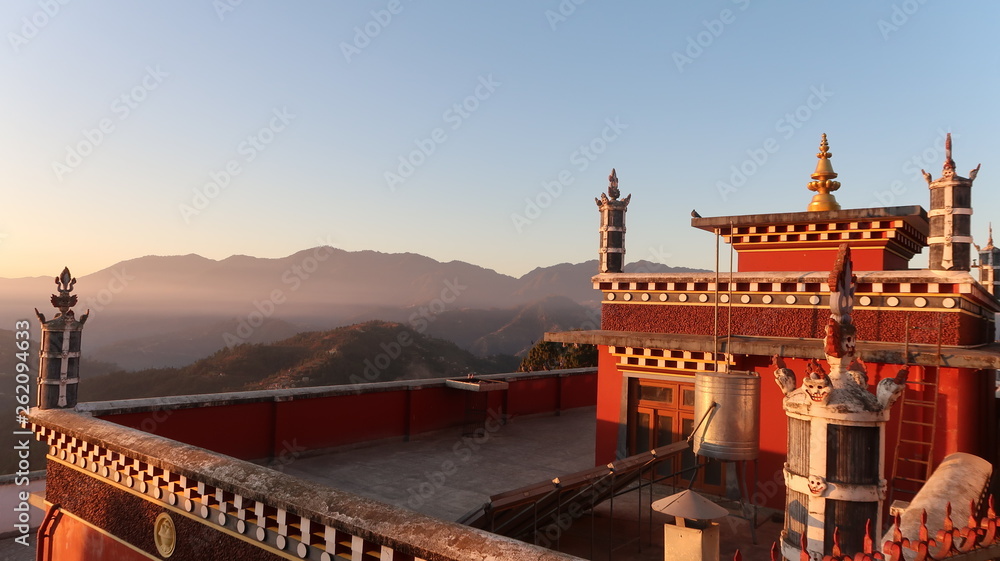Sunset in Namobuddha monastery Sunset in Namobuddha monastery