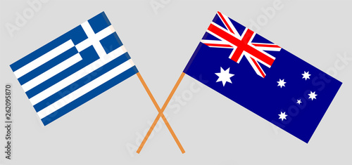 Australia and Greece. The Australian and Greek flags. Official colors. Correct proportion. Vector