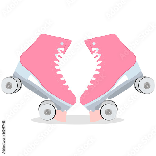 Pink roller skates. sport. Vector art