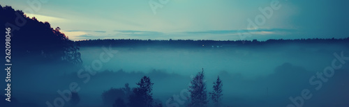 night fog landscape nature / nature autumn fog blue landscape of a nightlife © kichigin19